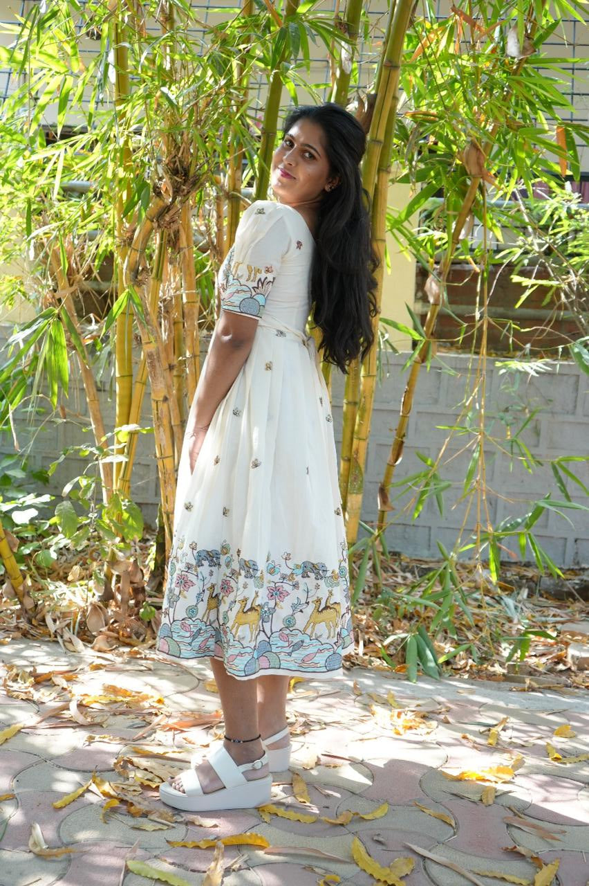 Premium kora camel cotton frock