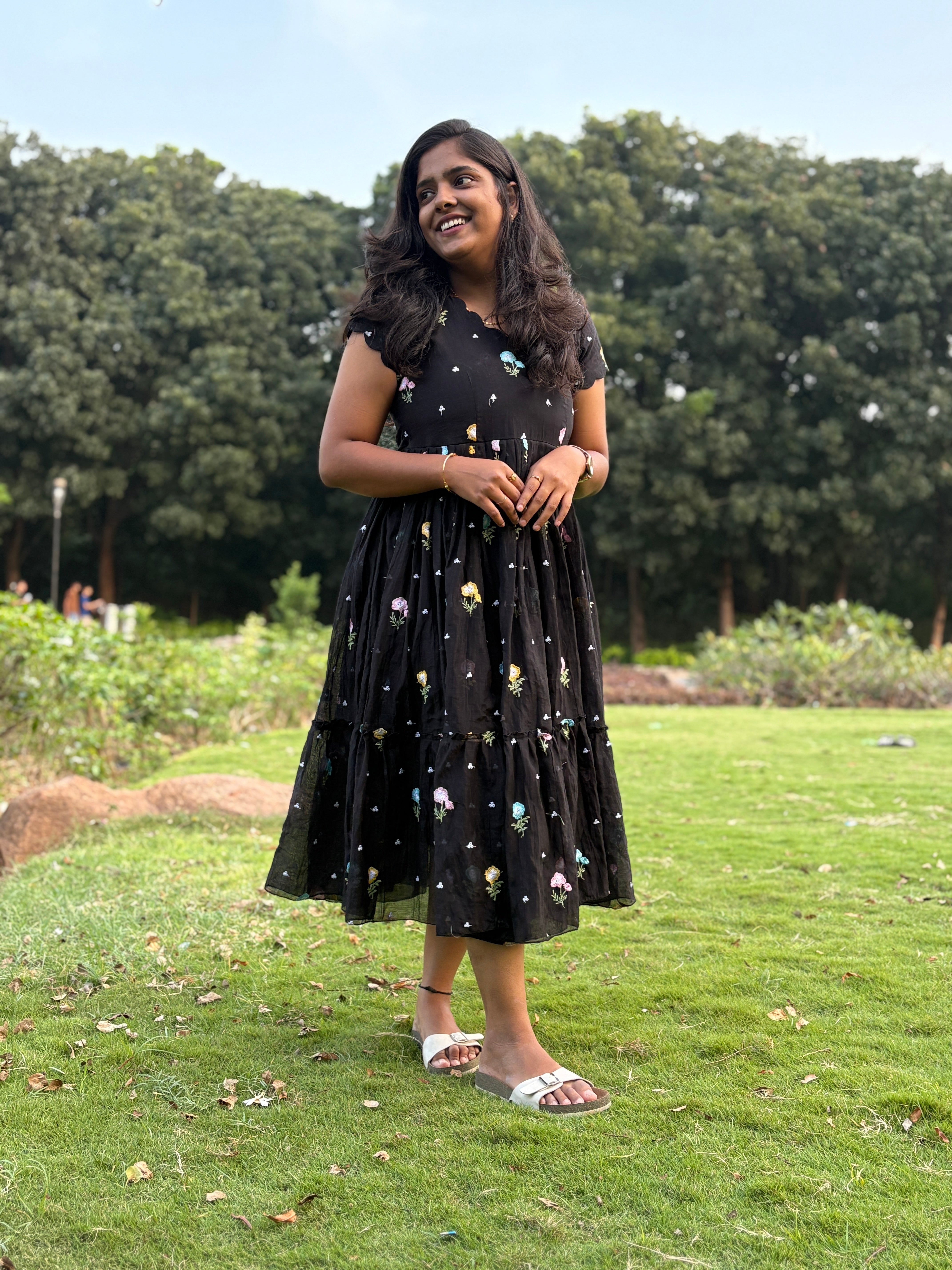 Mul Chanderi Black frock