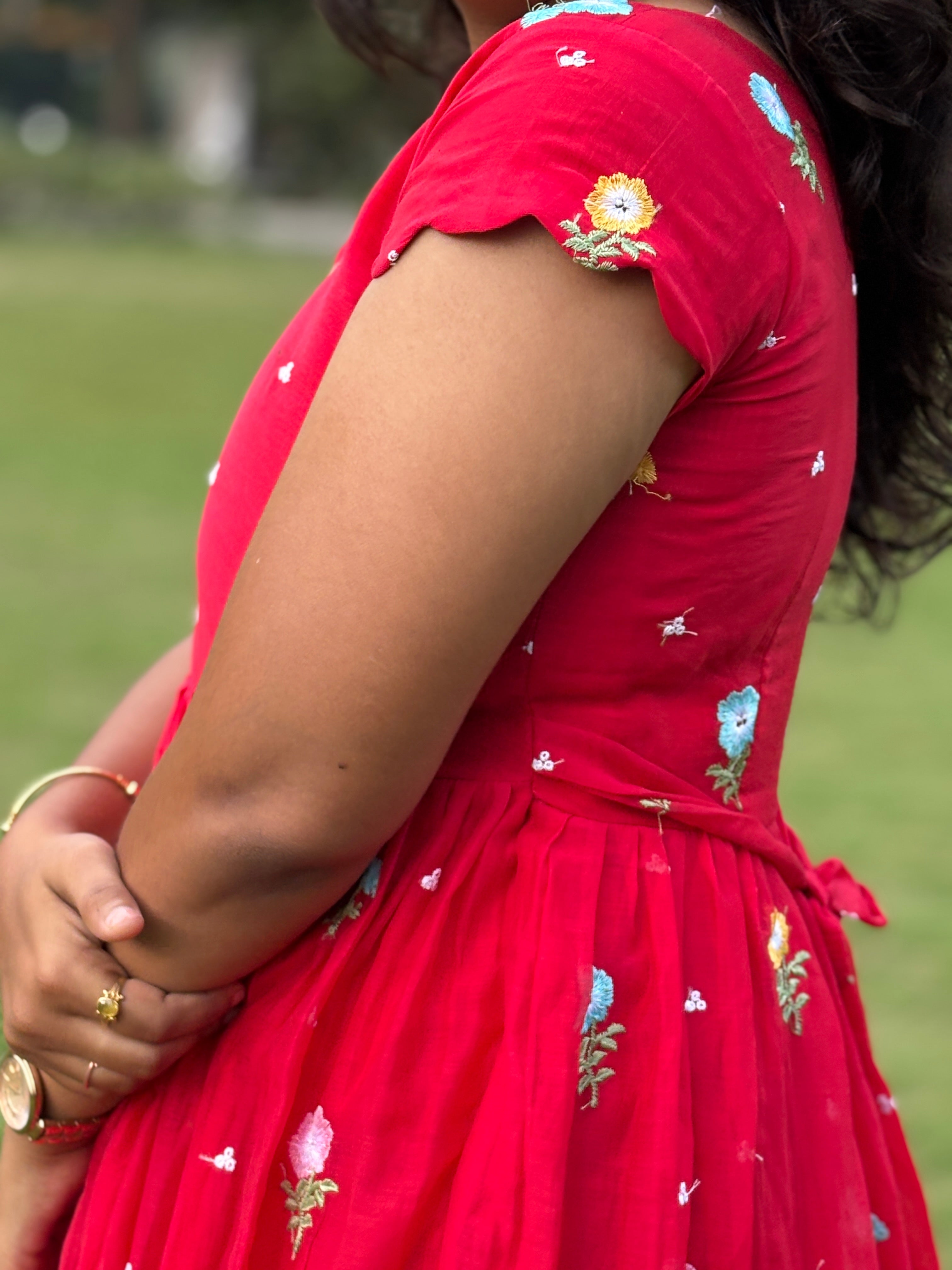 Mul chanderi Red Frock