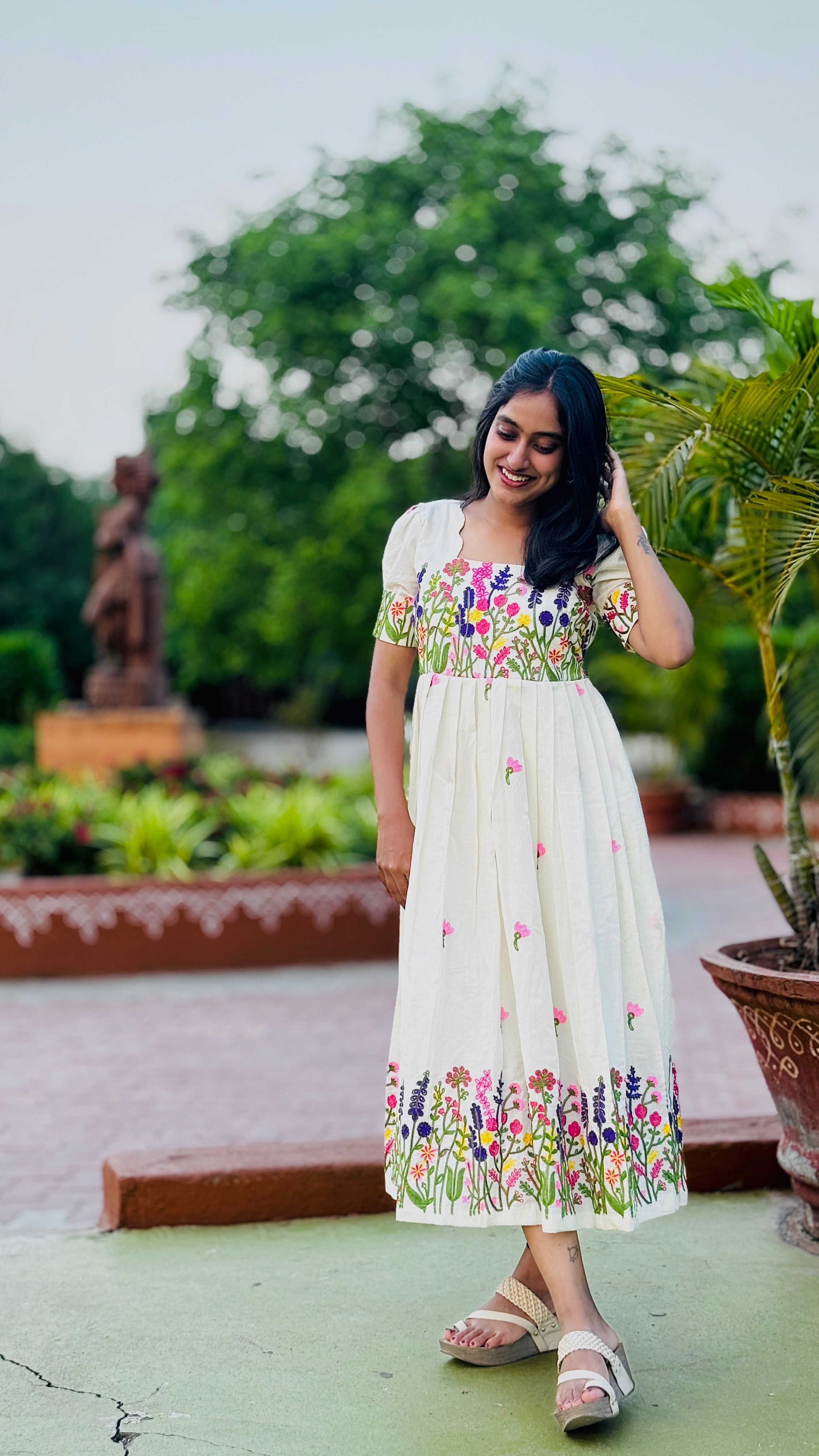 Kora embroidery cotton frock