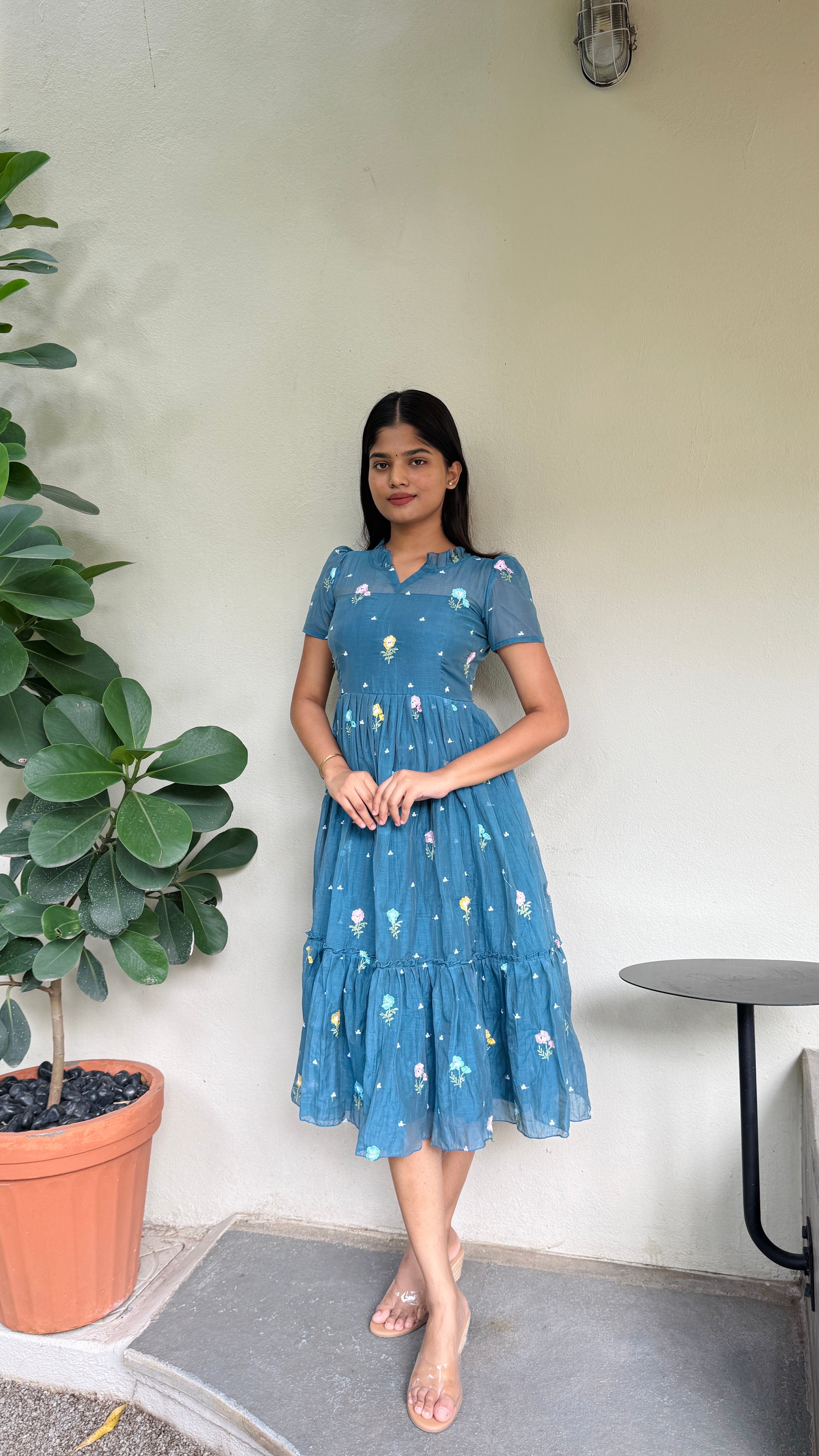 Mul chanderi Frock