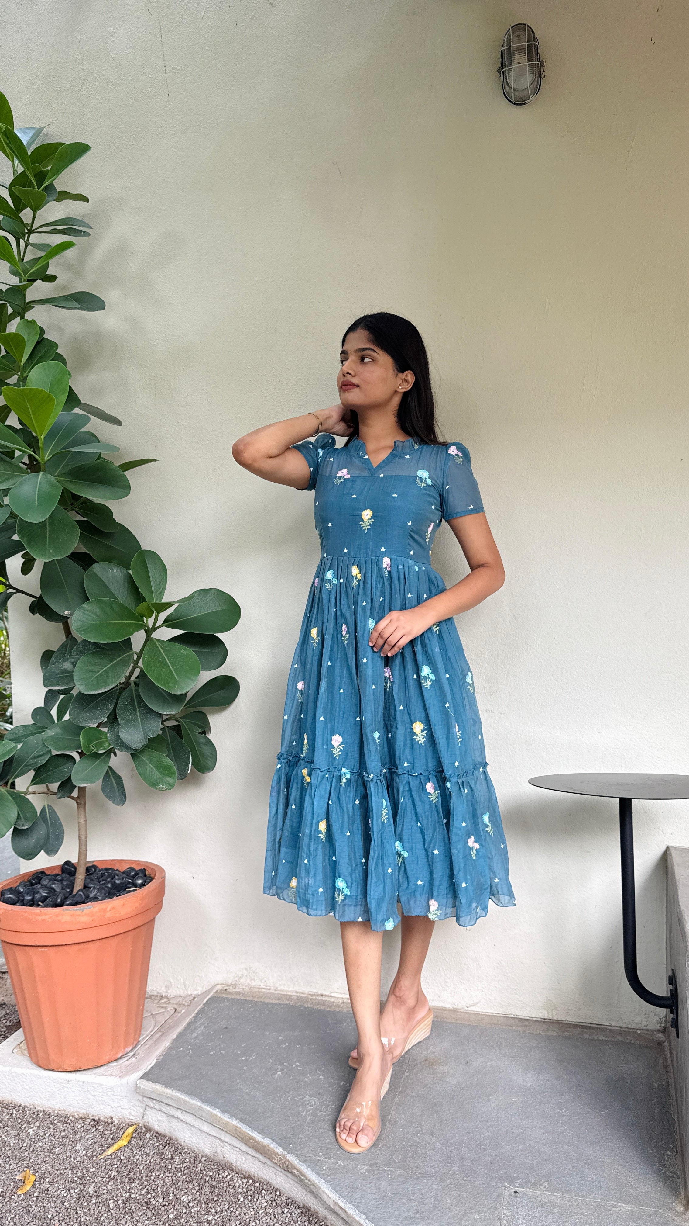 Mul chanderi Frock