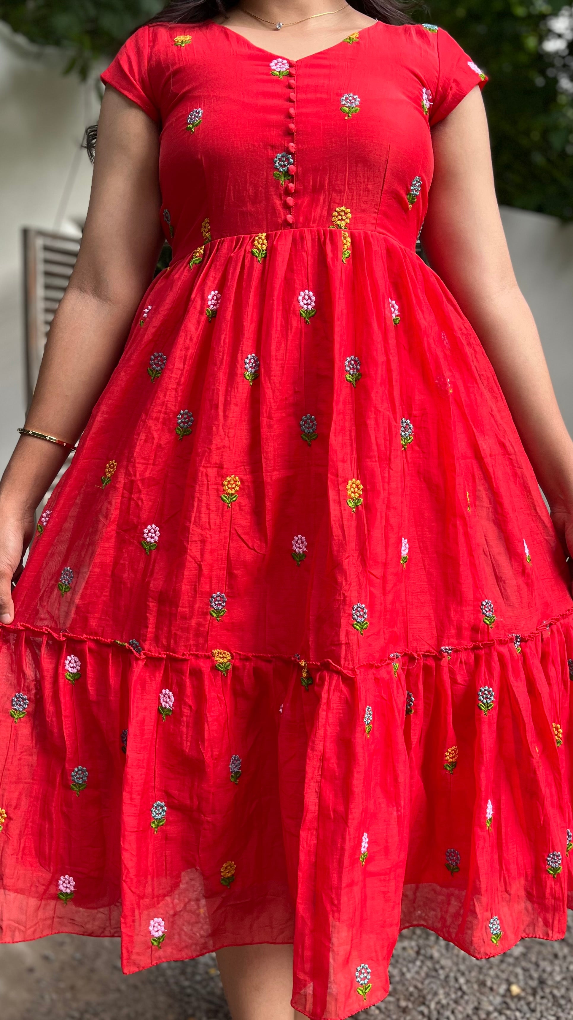 Mul chanderi Frock