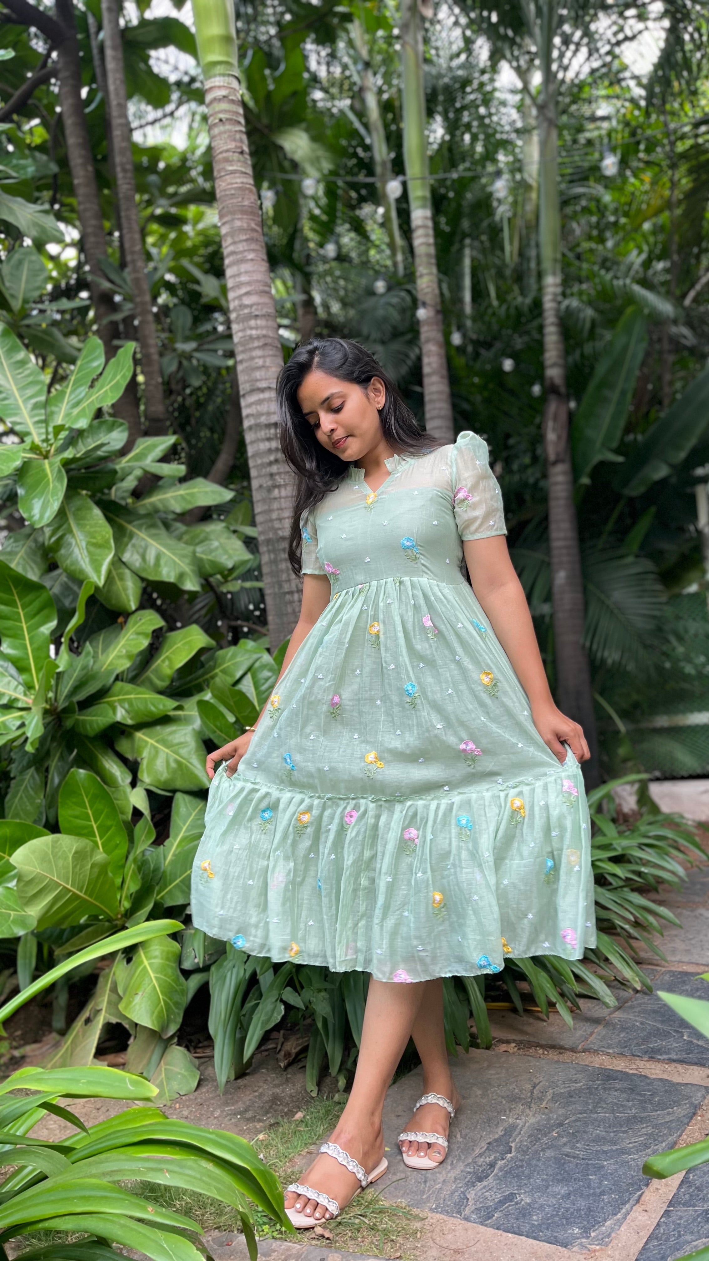 Mul chanderi Frock