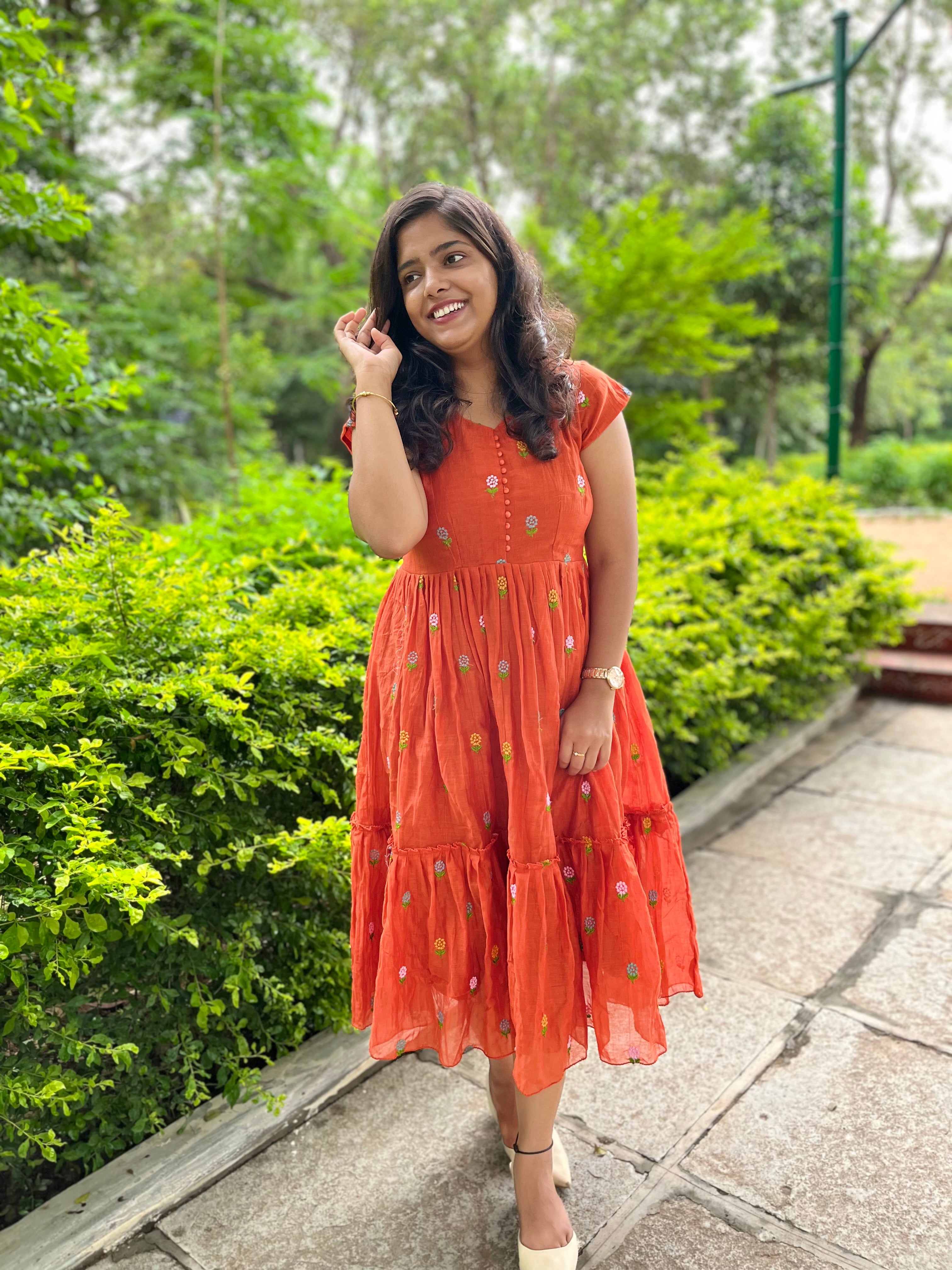 Mul chanderi Frock