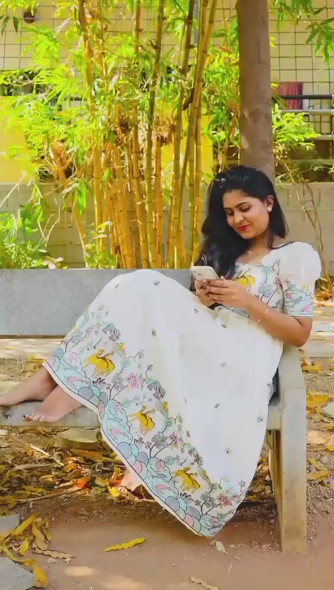 Premium kora camel cotton frock